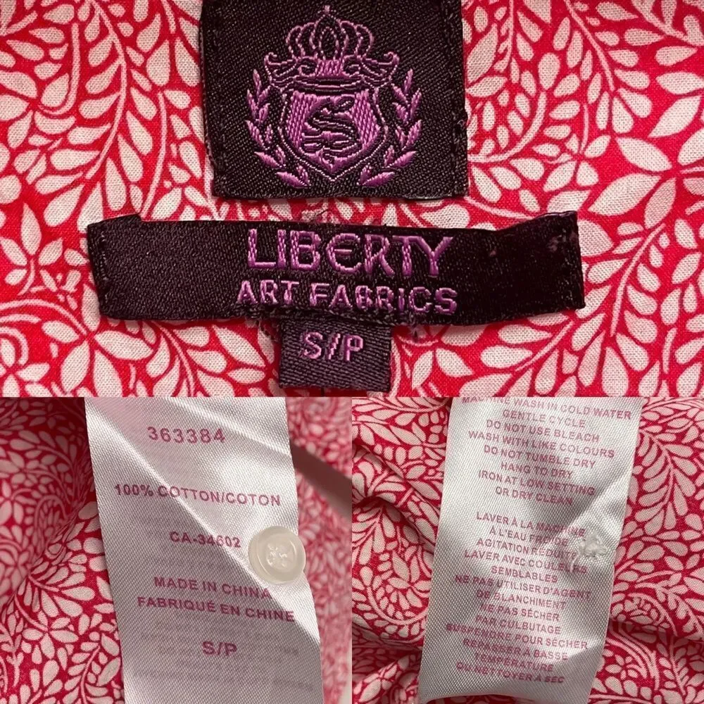 LIBERTY ART FABRICS Cotton Floral Print Popover Long Sleeve Blouse Shirt S